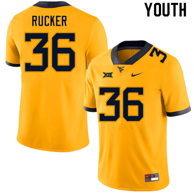Youth #36 Markquan Rucker West Virginia Mountaineers College Football Jerseys Sale-Gold